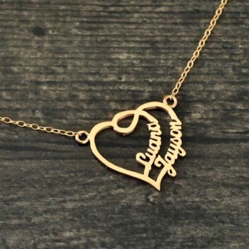 Gold Plated Couple Name Heart Necklace for Wedding Night Gift in Pakistan