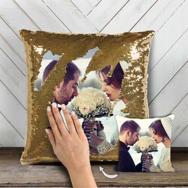 Sequin Pillow, Valentines Day Gifts for Her, Picture Pillow, Picture Gifts,  Memory Pillow, Custom Sequin Pillow Case Magic Reversible Throw 