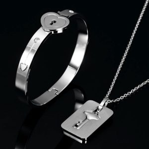 Lock Key Necklace Bracelet Gift for Couple in Pakistan
