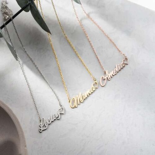 Rose Gold Heart Name Necklace Gifts Online in Pakistan