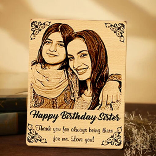 Happy Sister Wooden Engraved Photo Frame Gifts Online in Pakistan