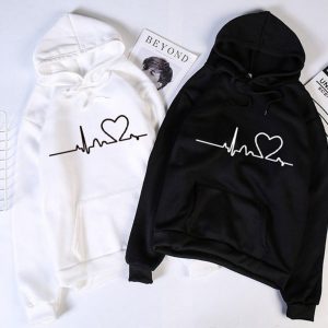 Heart beat love couple hoodie gifts in Pakistan