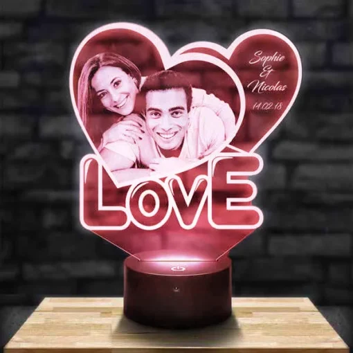 Buy Custom Love Double Heart Lamp Online Gifts in Pakistan