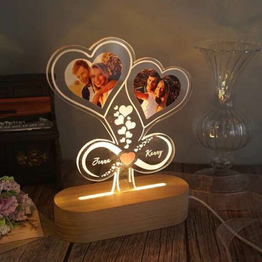 Personalized Dual Heart Photo LED Lamp Gifts Online in Pakistan