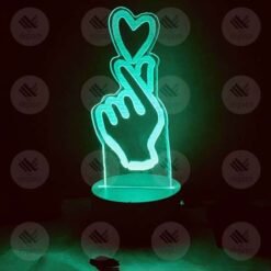 Custom Finger Heart 3D Acrylic LED Lamp