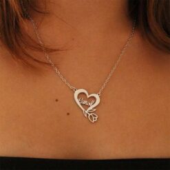 Custom Heart with Flower Name Necklace Gift Online in Pakistan