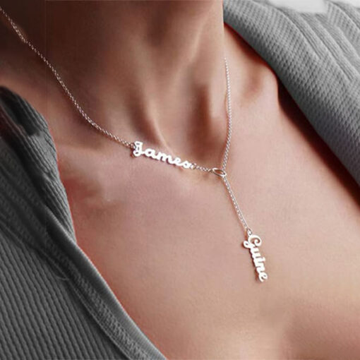 Double Name Couple Hanging Necklace for Her Gift Online in Pakistan
