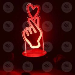 Finger Heart 3D Acrylic LED Lamp Gift Online in Pakistan