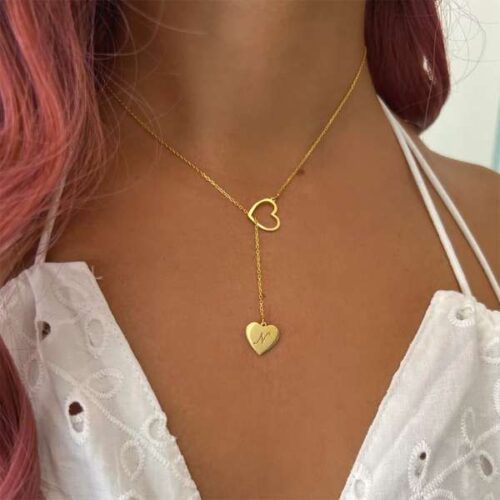 Lariat Heart Initial Drop Necklace Gifts Online in Pakistan