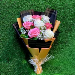 White and Pink Roses Blush Bouquet Gifts Online in Pakistan
