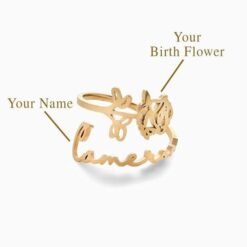 Gold Birth Flower Name Ring Gifts Online in Pakistan