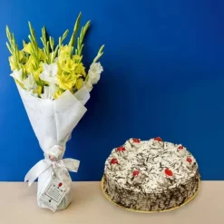 Vibrant Bouquet and Black Forest Cake Buy Online Gifts in Pakistan