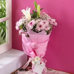 Pastel Blooms Bouquet - Chrysanthemums and Lily Online GiftShop in Pakistan