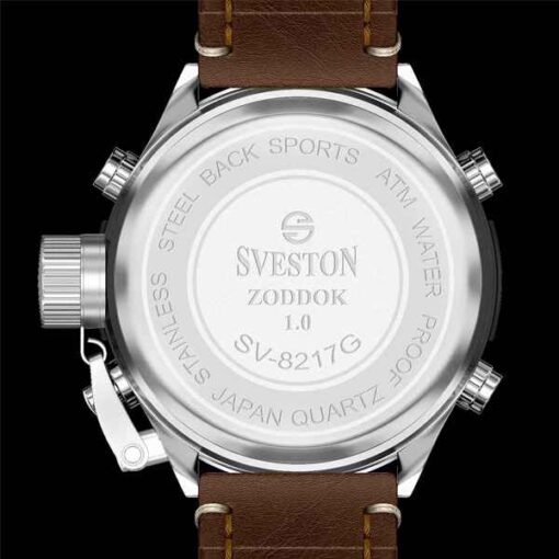 Buy Sveston Zoddok Sliver Black Brown Watch for Back Side