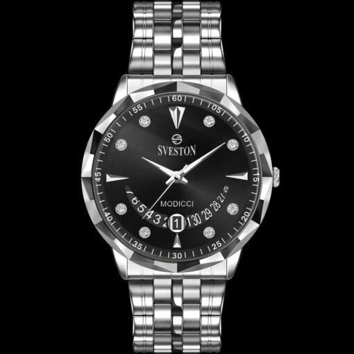 Sveston Modicci Premium Sliver Black Watch Gifts